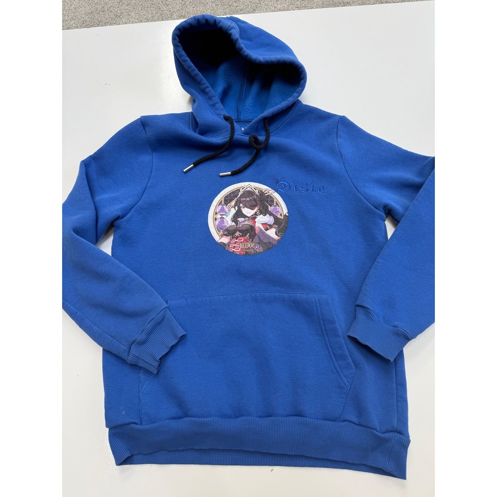 Disle Genshin Impact Beidou Graphic Hoodie Blue Anime Sweatshirt Mens Medium